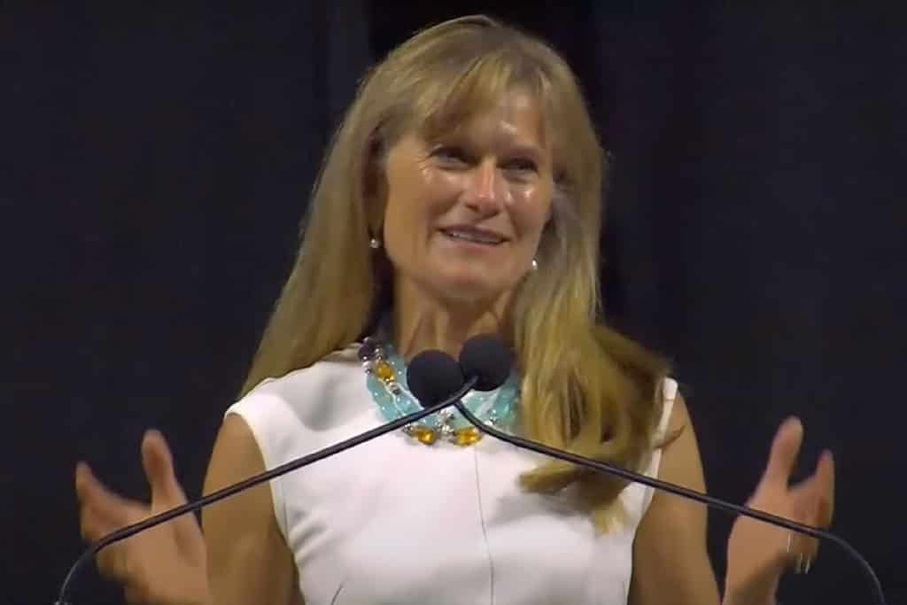 Jacqueline Novogratz gives the 2023 valedictory address at the University of Virginia