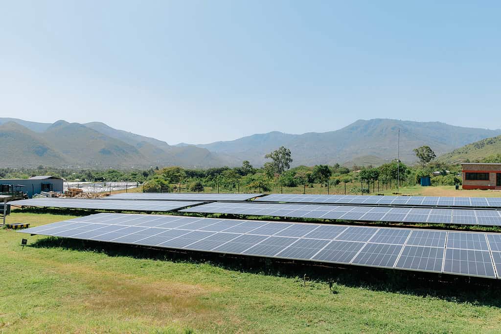 Solar panel array on a East Africa field