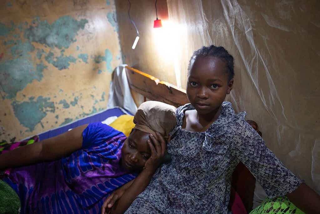 Two children on a bunk