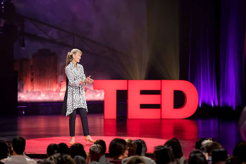 Host Jacqueline Novogratz speaks at TEDWomen 2017 — Bridges, November 1-3, 2017, Orpheum Theatre, New Orleans, Louisiana. Photo: Stacie McChesney / TED