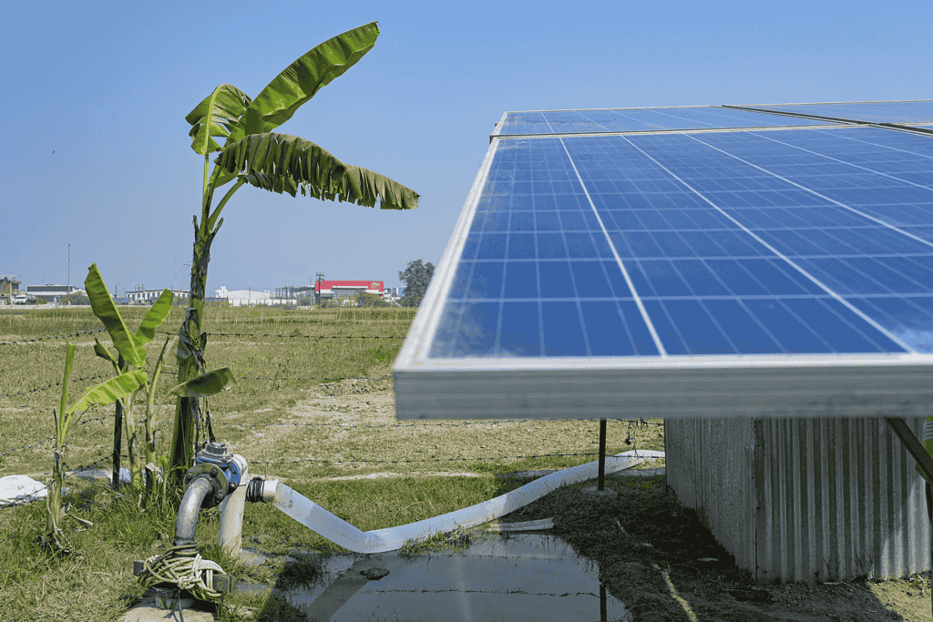 Solar panel in field