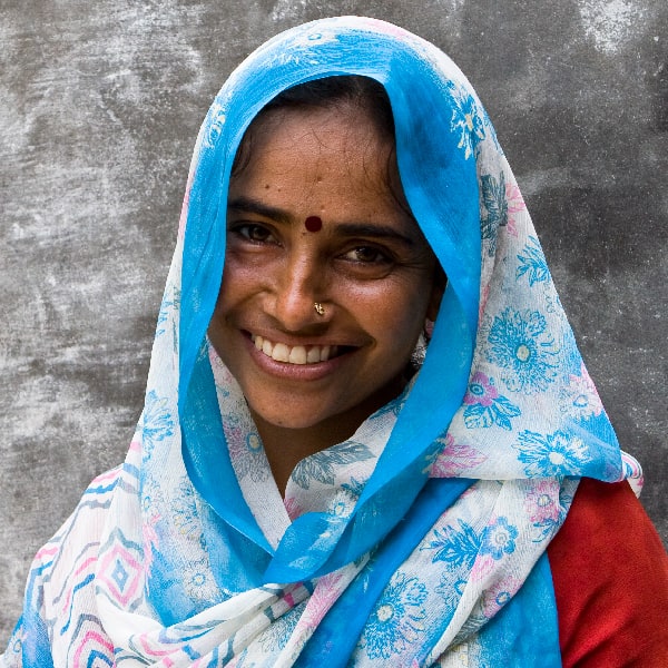 Woman cheerfully smiling
