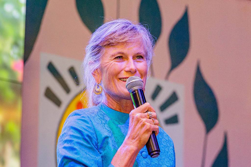 Jacqueline Novogratz speaks at a event in East Africa