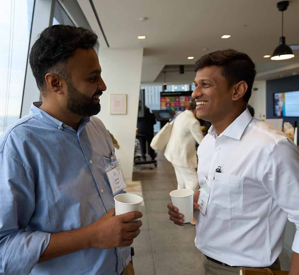 A casual conversation between Acumen fellows Aniket Doegar and Sathya Raghu V Mokkapati at a Acumen event