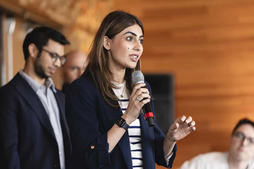 Acumen Fellow Haya Zahid speaking at TED 2024