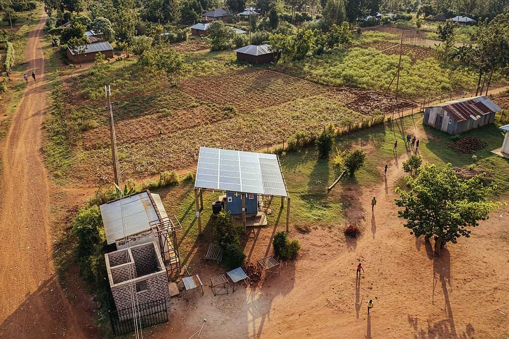 Solar grid on a farm field