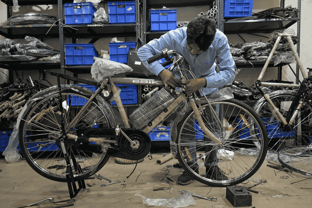 eBik employee working on bike