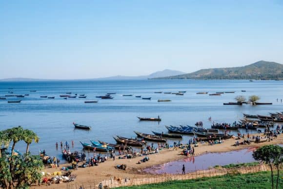 Fish farmers on Lake Victoria